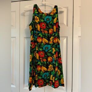 Vintage Floral Sleeveless Dress - Multicolor